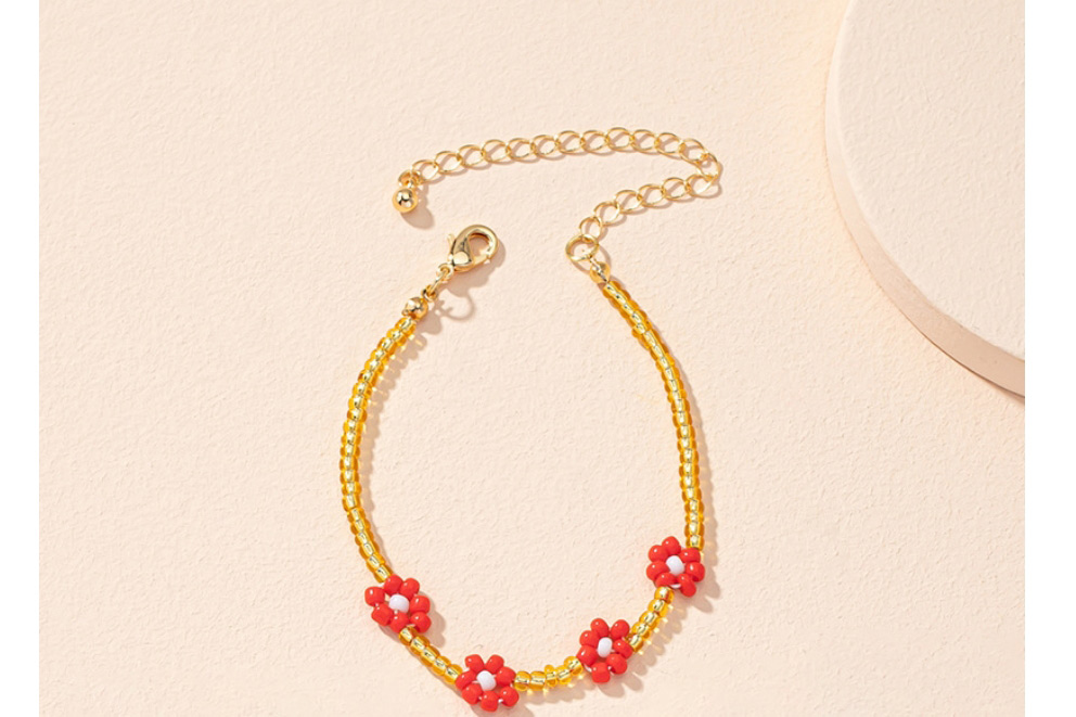 Fashion Red Flowers Resin Beaded Flower Bracelet,Fashion Bracelets