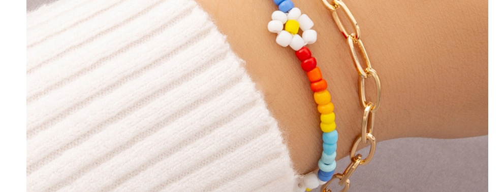 Fashion Beaded Bracelet Colorful Rice Beads Beaded Flower Bracelet,Beaded Bracelet