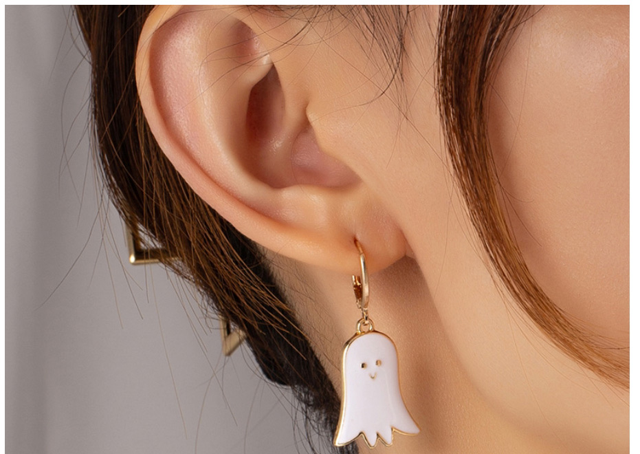 Fashion Black Halloween Dripping Ghost Earrings,Hoop Earrings