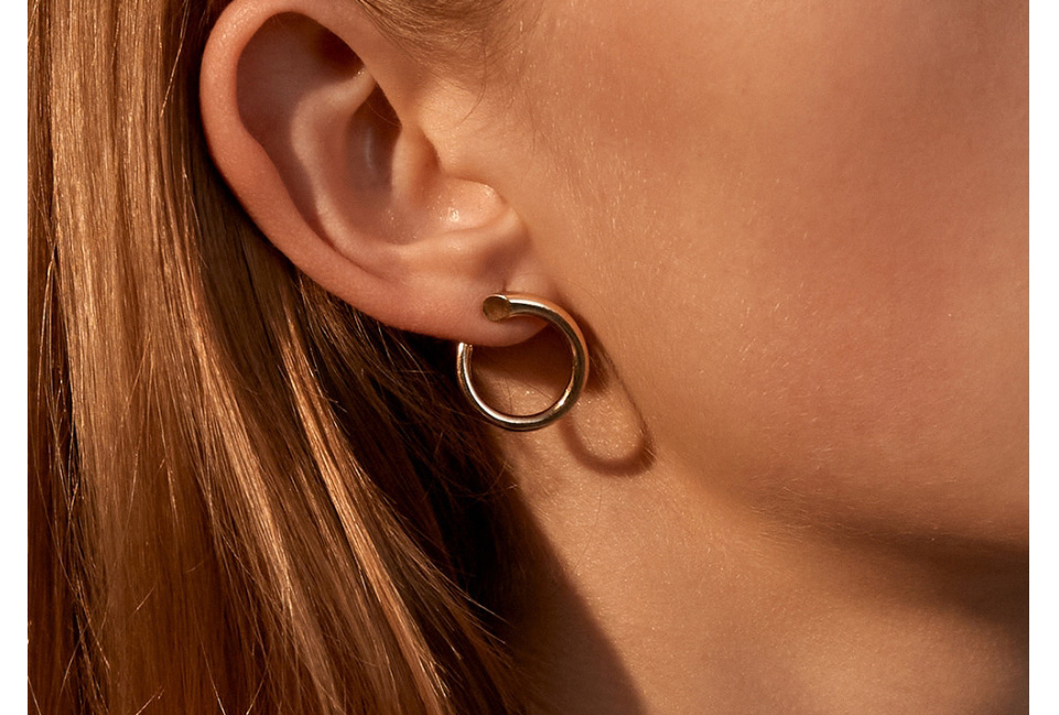 Fashion Silver Color Metal Geometric C-shaped Earrings,Stud Earrings