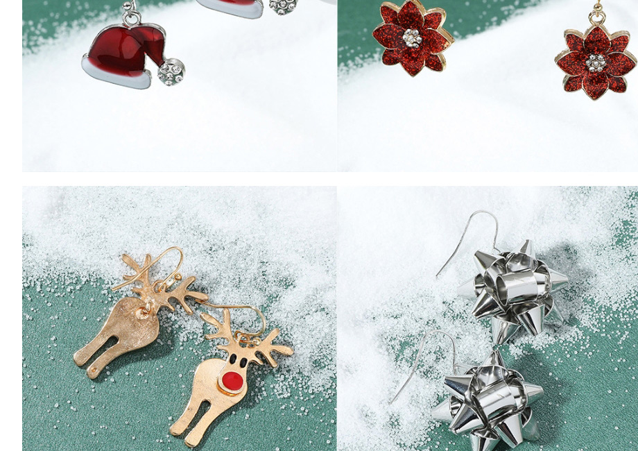 Fashion Geometry Christmas Cartoon Dripping Oil Snowflake Elk Earrings,Stud Earrings