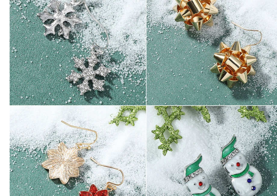 Fashion Candy Christmas Cartoon Dripping Oil Snowflake Elk Earrings,Stud Earrings