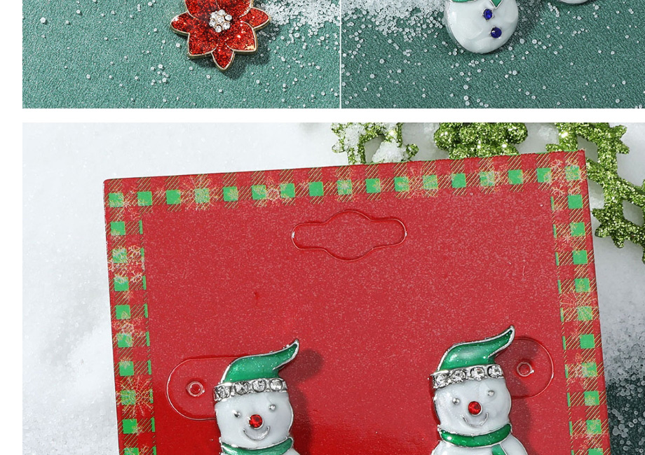 Fashion Geometry Christmas Cartoon Dripping Oil Snowflake Elk Earrings,Stud Earrings