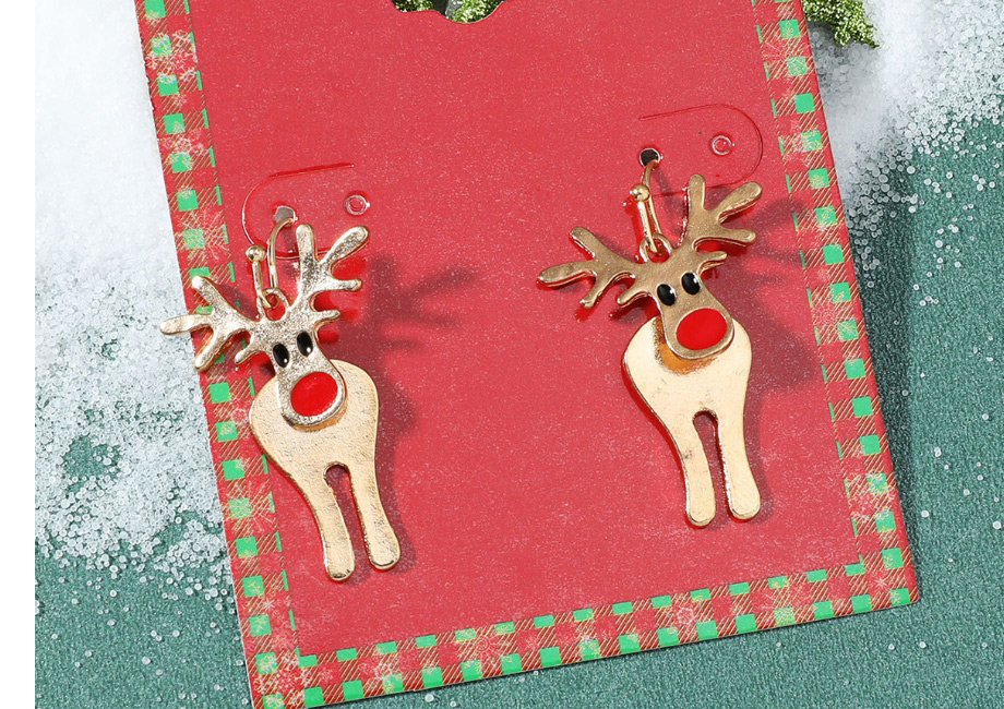 Fashion Flowers Christmas Cartoon Dripping Oil Snowflake Elk Earrings,Stud Earrings