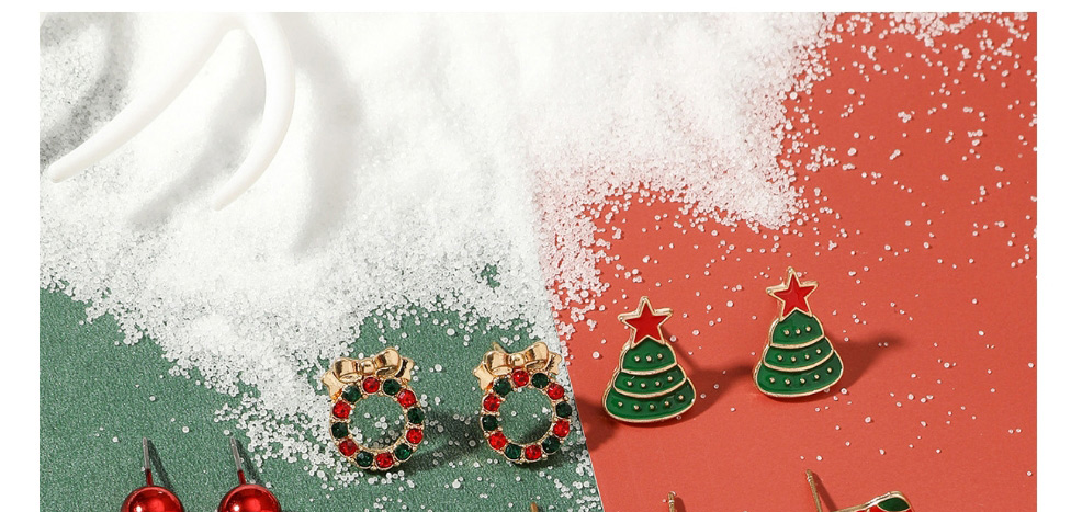 Fashion Gloves Christmas Cartoon Elk Walking Stick Earrings Set,Jewelry Sets