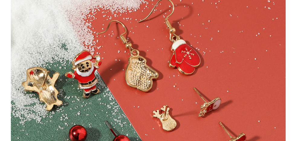 Fashion Socks Christmas Tree Christmas Cartoon Elk Walking Stick Earrings Set,Jewelry Sets