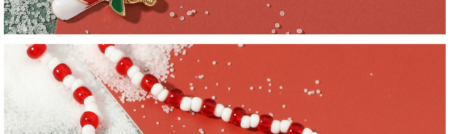 Fashion Red And White Christmas Rice Beads Beaded Cane Necklace,Beaded Necklaces