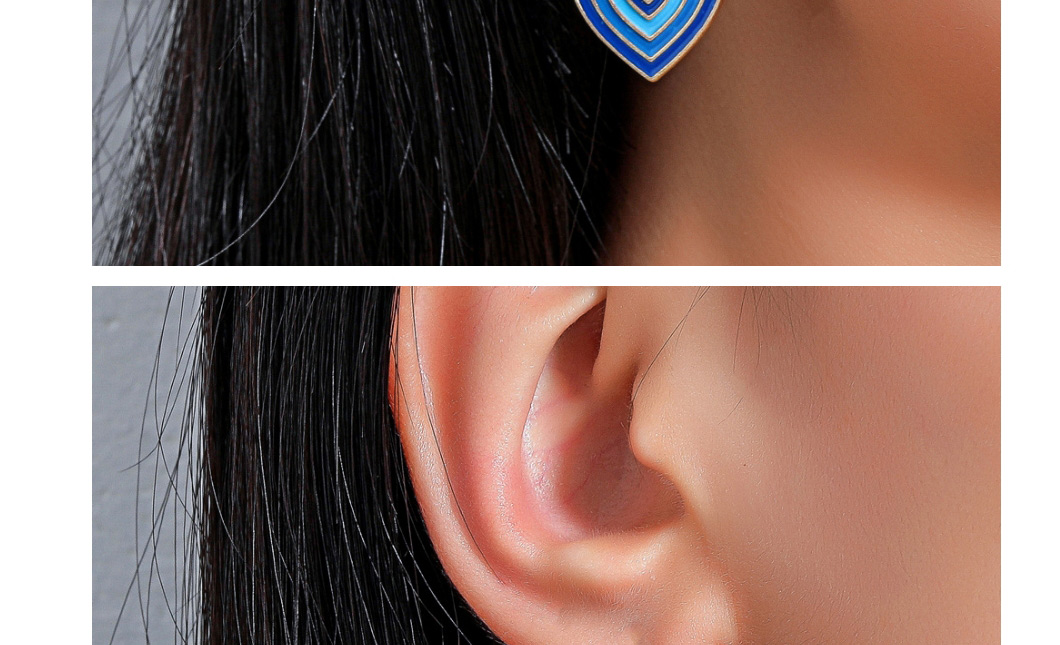 Fashion Blue Color Dripping Love Earrings,Hoop Earrings