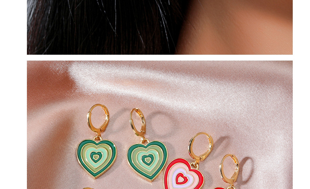 Fashion Green Color Dripping Love Earrings,Hoop Earrings