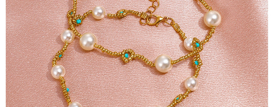 Fashion Eight Beads Imitation Pearl Rice Bead Flower Bracelet,Beaded Bracelet
