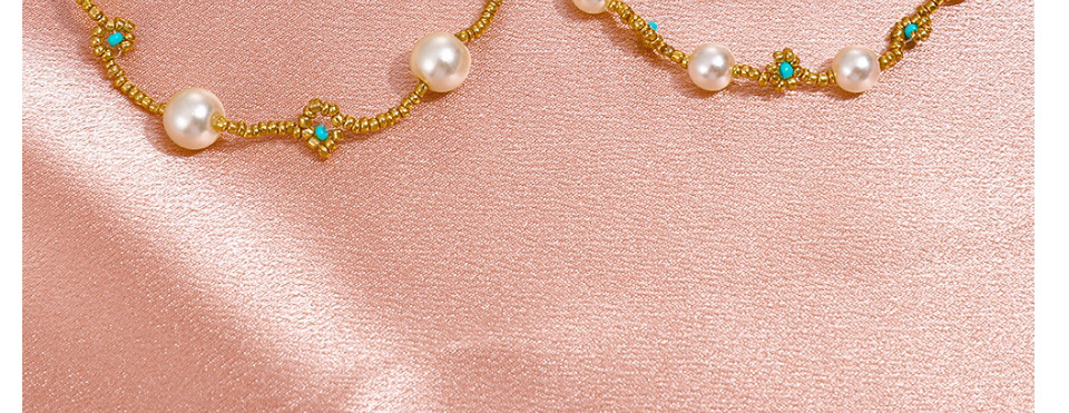 Fashion Four Big Beads Imitation Pearl Rice Bead Flower Bracelet,Beaded Bracelet