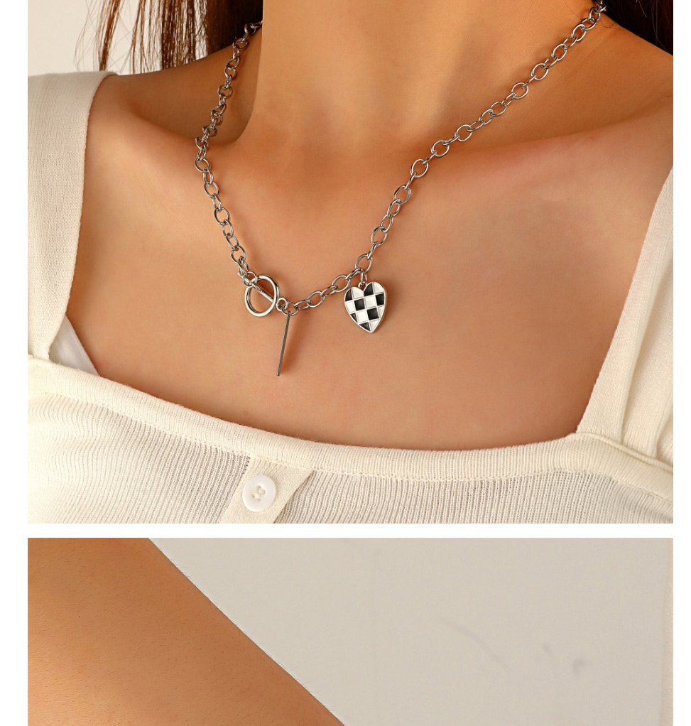 Fashion Black And White Necklace Wg Love Checkerboard Ot Buckle Necklace,Pendants