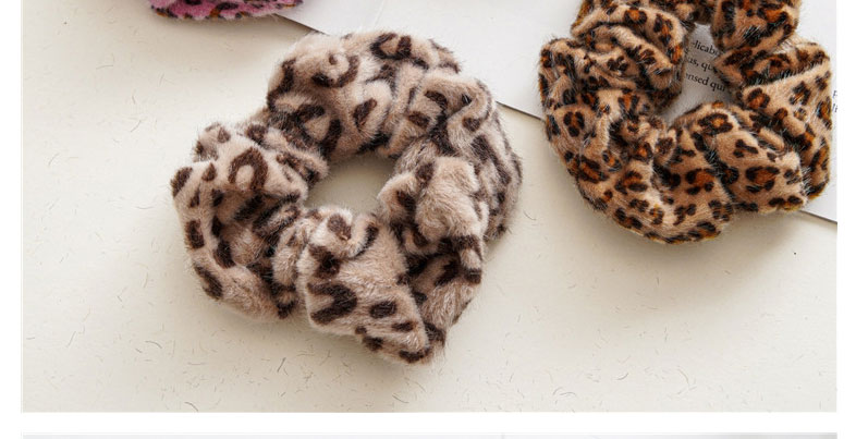 Fashion Pink Leopard Point Leopard Pleated Hair Tie,Hair Ring