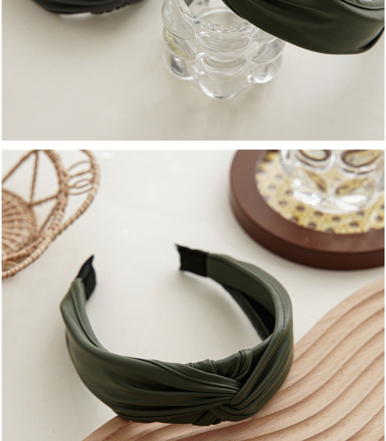 Fashion Dark Green Solid Color Cross-knotted Broad-brimmed Headband,Head Band