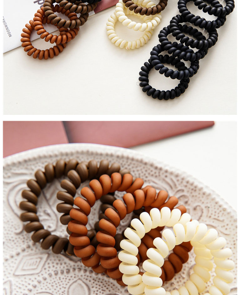 Fashion Brown Coffee Black Telephone Line Frosted Phone Cord Hair Tie,Hair Ring