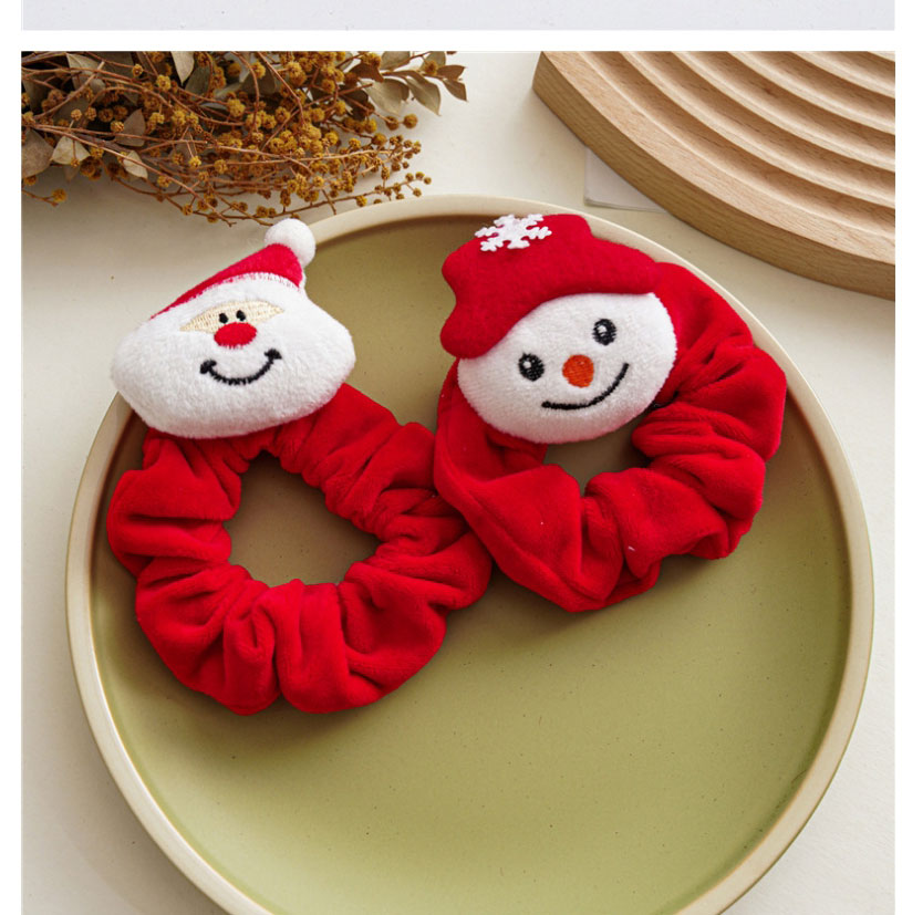 Fashion Red Snowman Flannel Christmas Cartoon Flannel Fold Hair Tie,Hair Ring