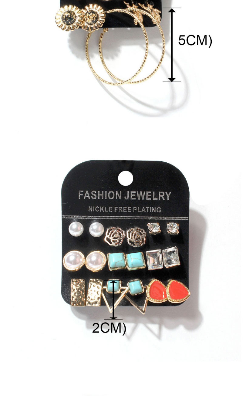 Fashion 12# Alloy Starfish Love Flower Geometric Stud Earring Set,Jewelry Sets