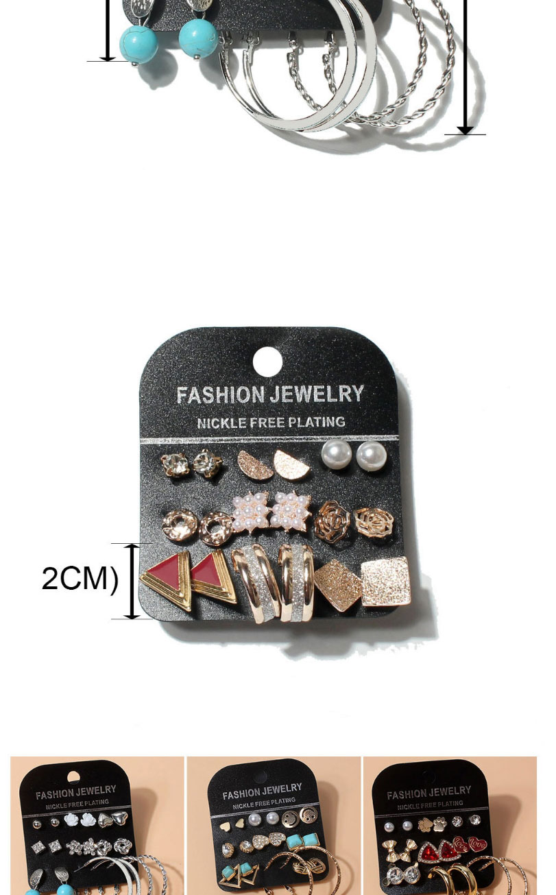 Fashion 12# Alloy Starfish Love Flower Geometric Stud Earring Set,Jewelry Sets