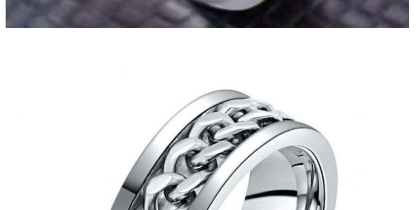 Fashion Blue Titanium Steel Chain Geometric Ring,Rings