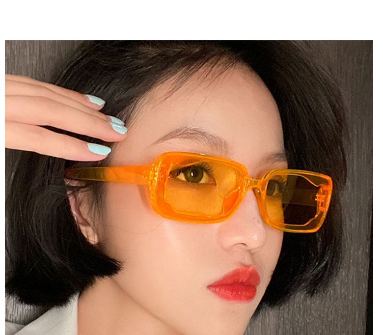Fashion Jelly Purple Resin Geometric Box Sunglasses,Women Sunglasses