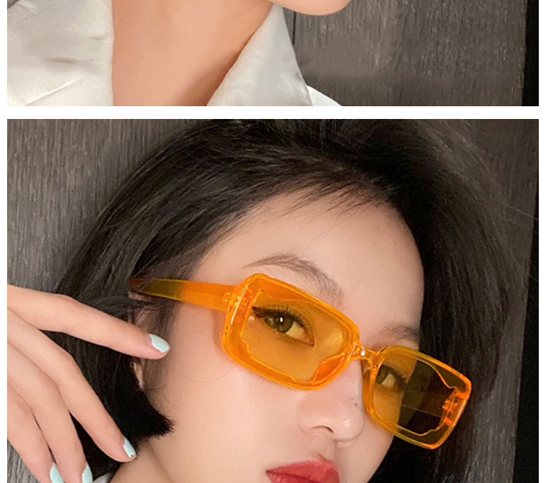 Fashion Yellow Piece Resin Geometric Box Sunglasses,Women Sunglasses