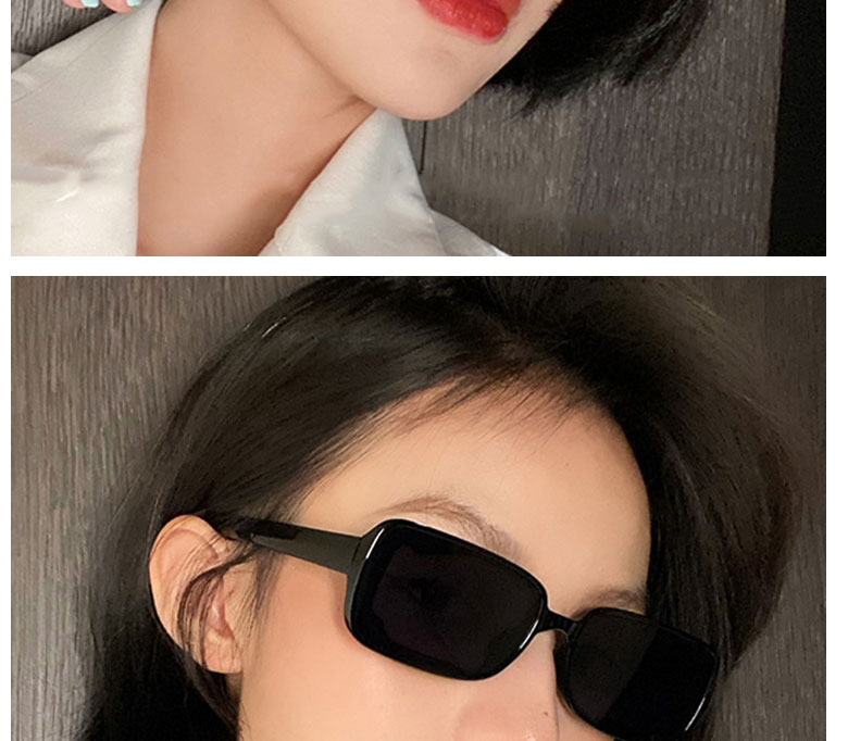 Fashion Contents Of Gradual Tea Resin Geometric Box Sunglasses,Women Sunglasses