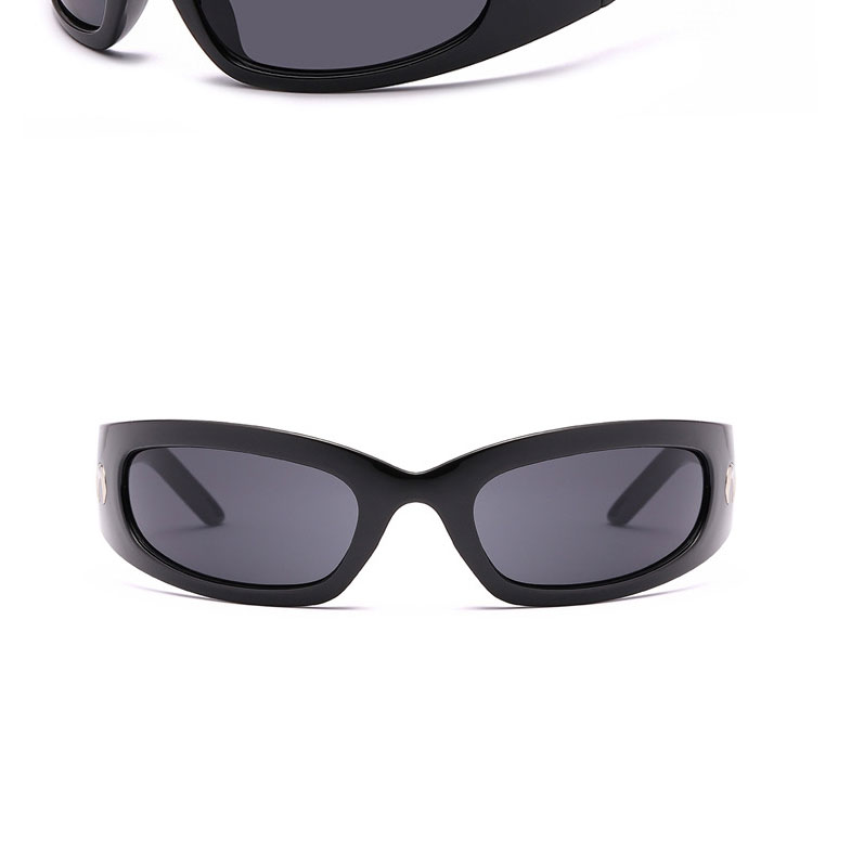 Fashion Bright Black Gray Resin Geometric Width Sunglasses,Women Sunglasses