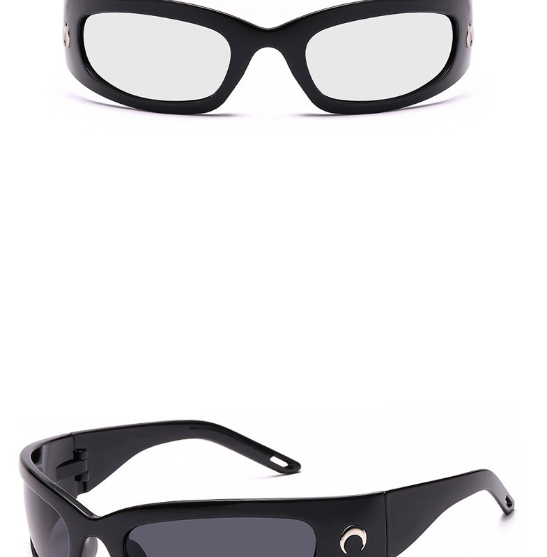 Fashion Bright Black Gray Resin Geometric Width Sunglasses,Women Sunglasses