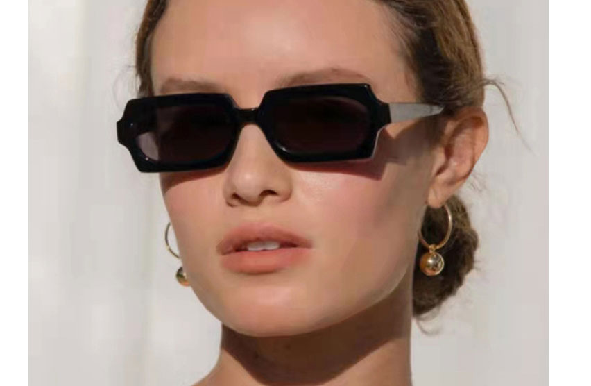 Fashion Champagne Double Tea Resin Small Frame Square Sunglasses,Women Sunglasses