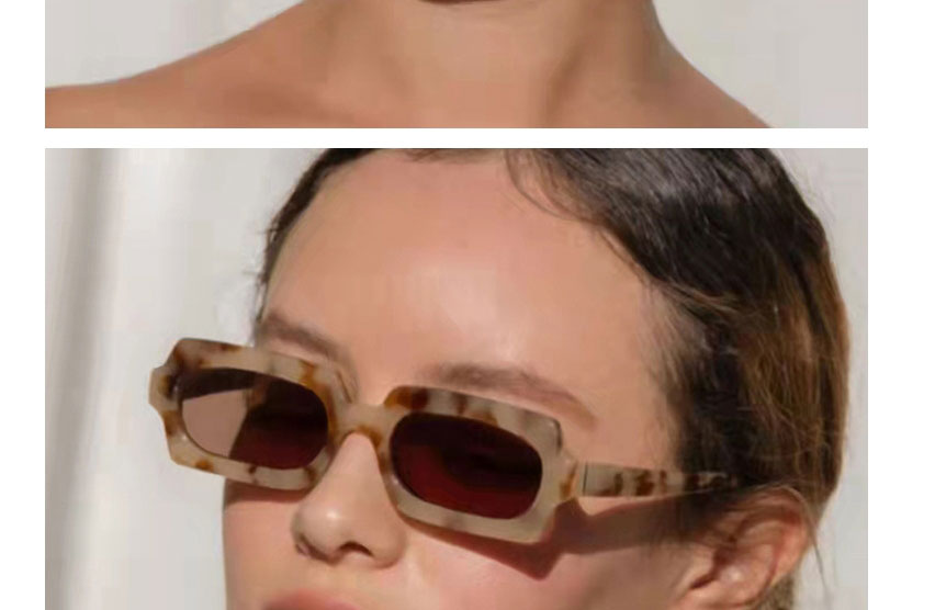 Fashion Jelly Powder Double Powder Resin Small Frame Square Sunglasses,Women Sunglasses