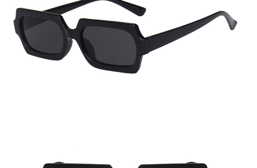 Fashion Bright Black Gray Resin Small Frame Square Sunglasses,Women Sunglasses
