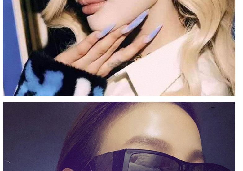 Fashion Bright Black Blue Film Resin Wide Foot Sunglasses,Women Sunglasses