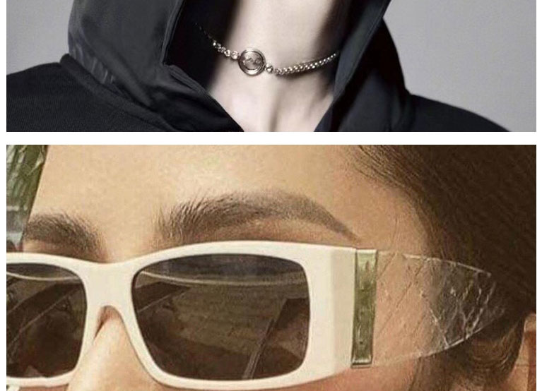Fashion Transparent Box White Water Silver Resin Wide Foot Sunglasses,Women Sunglasses