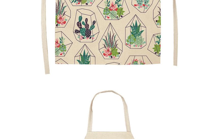 Fashion 20# Cactus Print Linen Apron,Home Textiles