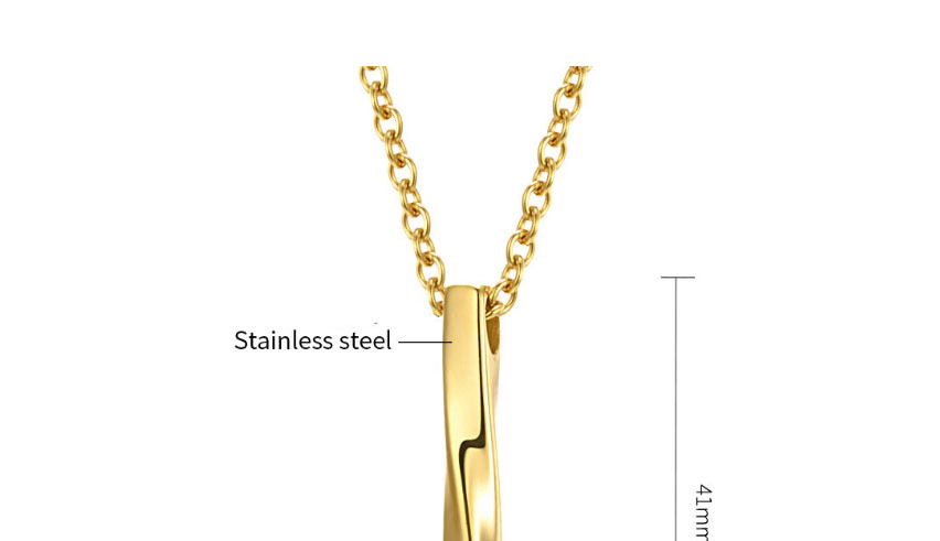 Fashion Gold Color + Pl004 3 * 60 + 5cm Titanium Steel Spiral Straight Necklace,Necklaces