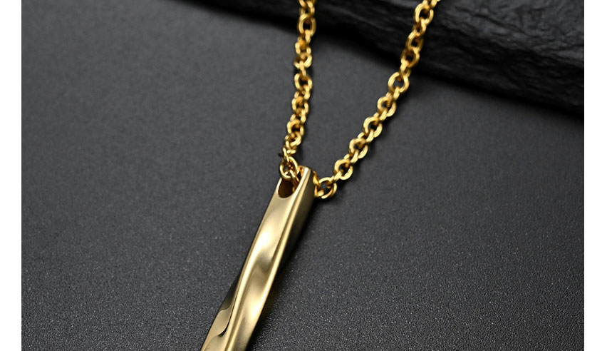 Fashion Steel + Pl004 3 * 60 + 5cm Titanium Steel Spiral Straight Necklace,Necklaces