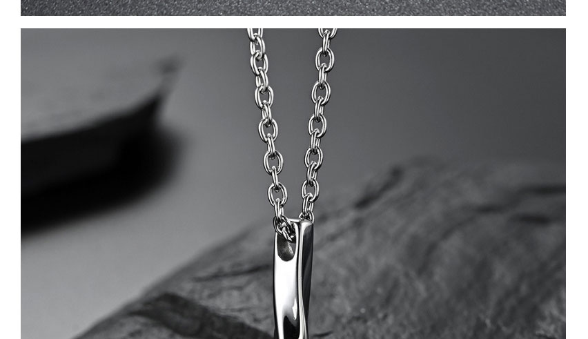 Fashion Black + Pl004 3 * 60 + 5cm Titanium Steel Spiral Straight Necklace,Necklaces