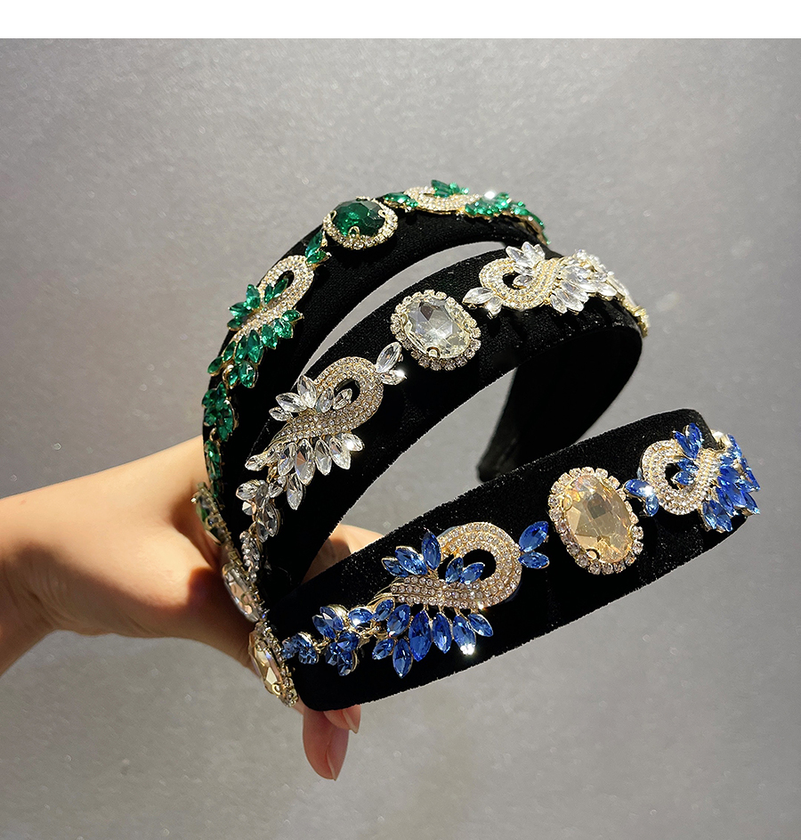 Fashion Blue Cloth Alloy Diamond Irregular Headband,Head Band