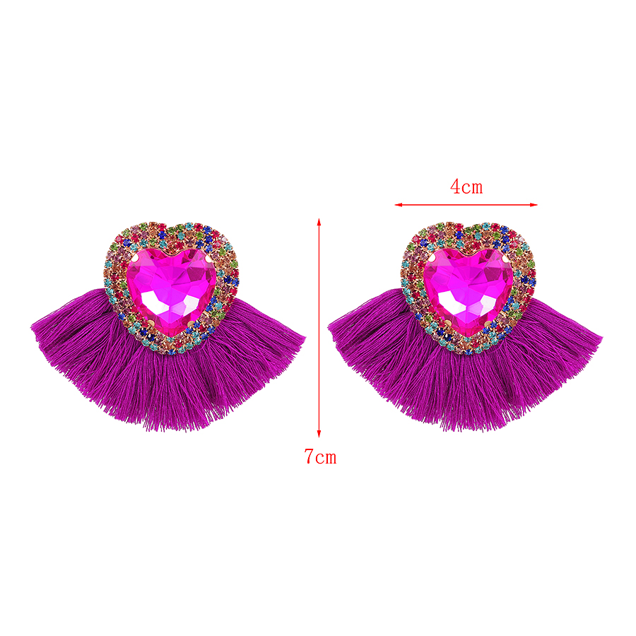 Fashion Purple Alloy Diamond Love,Stud Earrings