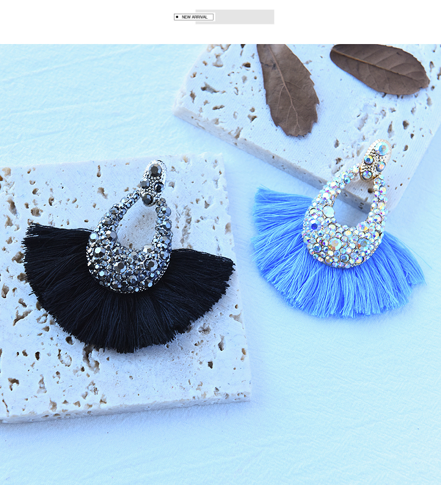 Fashion Blue Alloy Diamond Ab Color Water Drops Skull,Stud Earrings