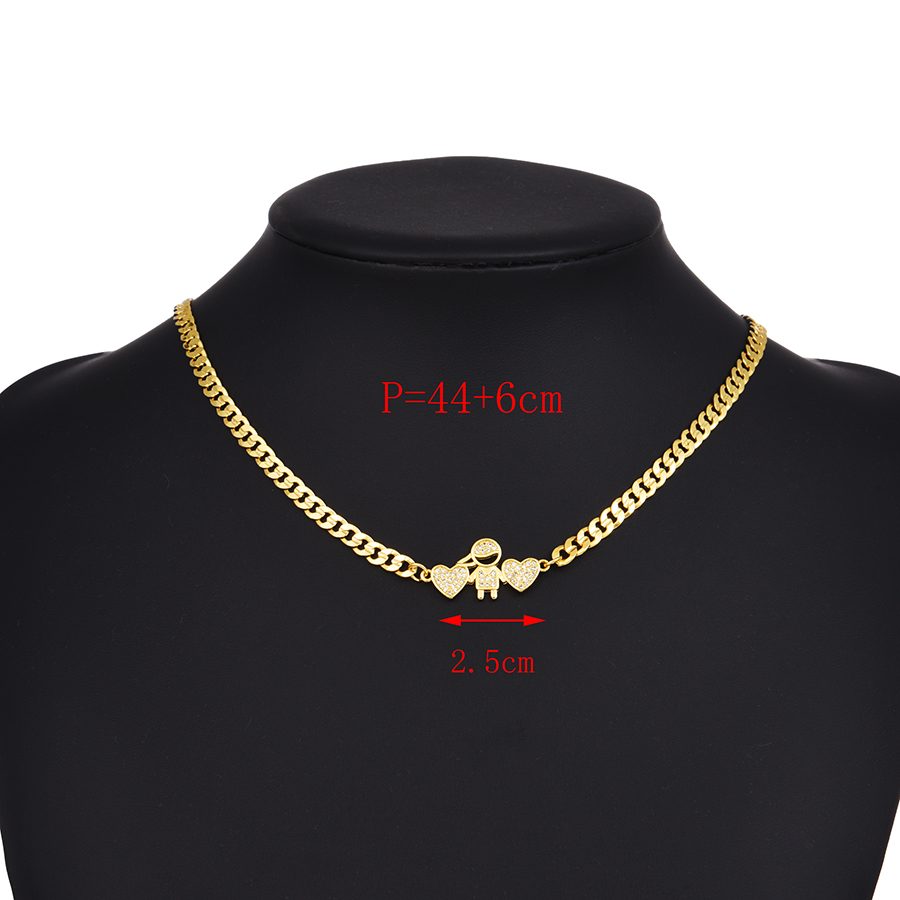 Fashion Gold Titanium Steel Striped Zircon Boy Love Necklace Real Gold Plan,Necklaces