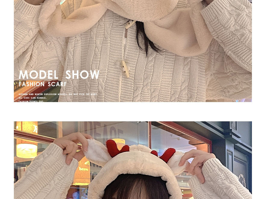 Fashion D008 Gray [two Sets] Plush Bear Geometry Scarf Gloves One Three-piece Set  Plush,Beanies&Others
