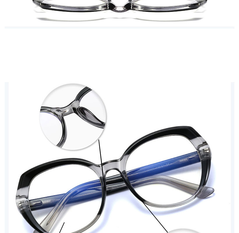 Fashion Bright Black/anti-blue Light Anti-blue Slingshot Feet Flat Mirror,Fashion Glasses