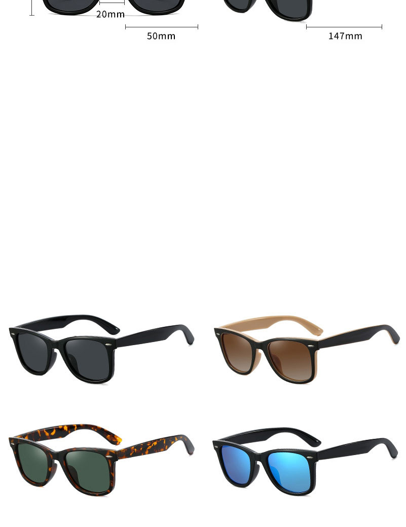 Fashion Bright Black/full Gray Square Polarized Sunglasses,Women Sunglasses