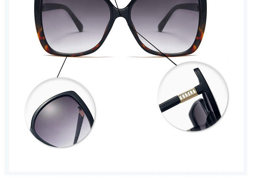 Fashion Black Top And Bottom Leopard Print/gradient Gray Pc Square Sunglasses,Women Sunglasses