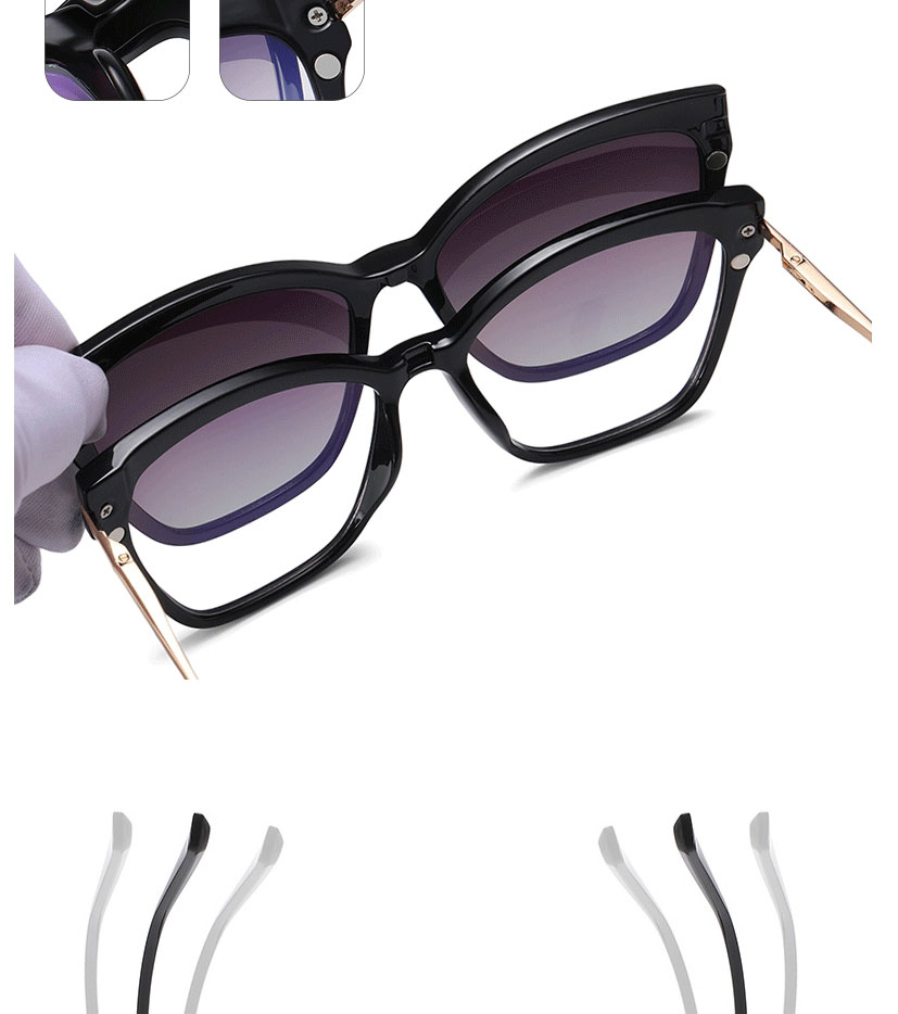 Fashion Top Tea And Bottom Tea/gradient Tea Large Frame Magnetic Anti-blue Light Sunglasses,Women Sunglasses