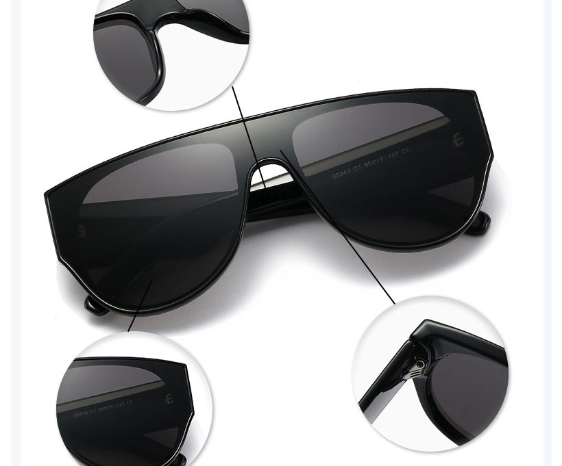 Fashion Bright Black/full Gray Large Frame Wide Leg Rice Stud Sunglasses,Women Sunglasses