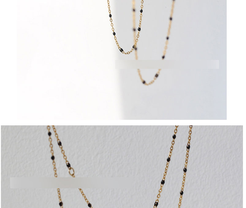 Fashion Gold Coloren Black Beans Titanium Steel Epoxy Black Bean Necklace,Necklaces