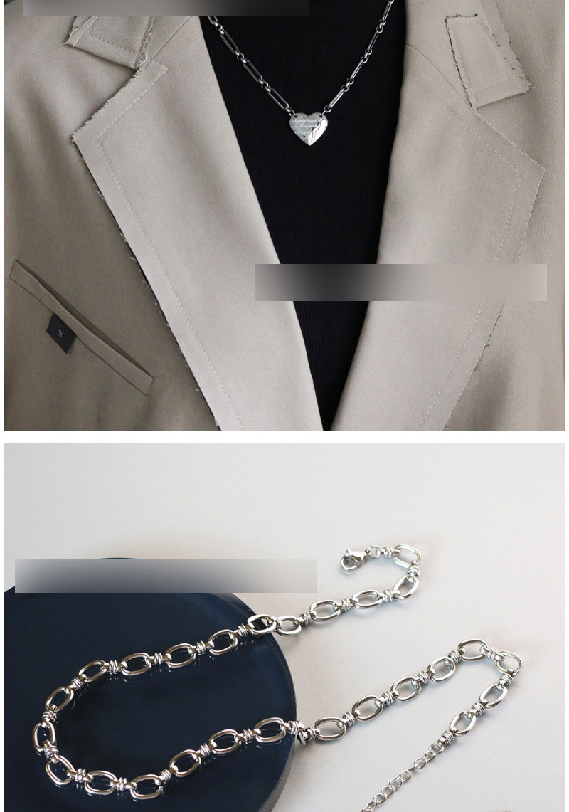 Fashion Silver Color Titanium Steel Functional Chain Necklace,Necklaces