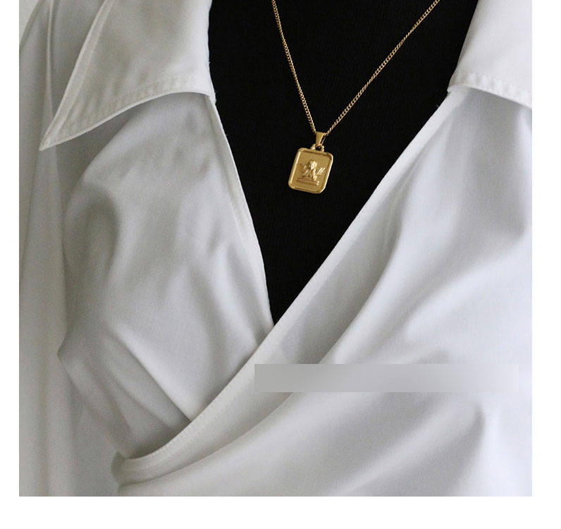 Fashion Gold Color Titanium Steel Angel Square Necklace,Necklaces